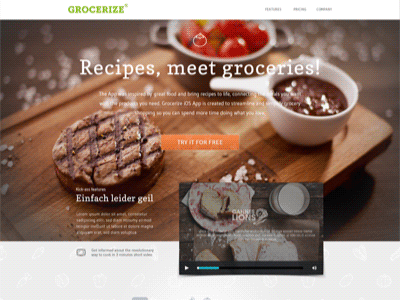 Landing page (.gif) clean design flat groceries grocery landing layout page ui web