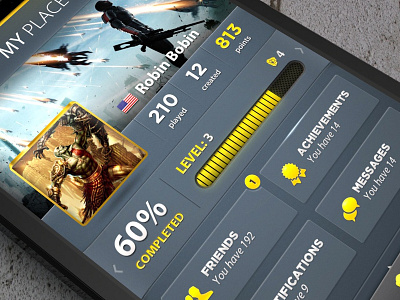 Social gaming app: My Profile app design experience flyer gaming interface layout ui user ux