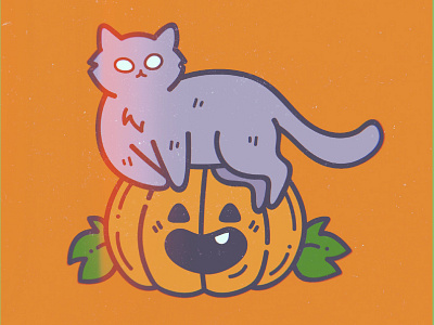 Cosmo & Kabocha kun cats halloween illustration pin design print