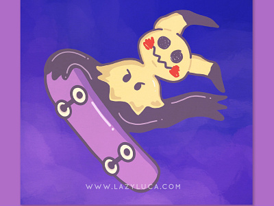 Mimikyu Skateboarding design halloween illustration pin design print
