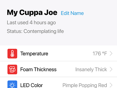 My Cuppa Joe app shiftnudge typography ui