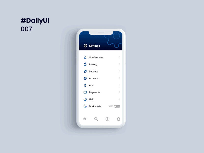 Daily UI 007 - Settings dailyui dailyui007 dailyuichallenge dark mode design mobile apps settings settings ui uidesign uiux