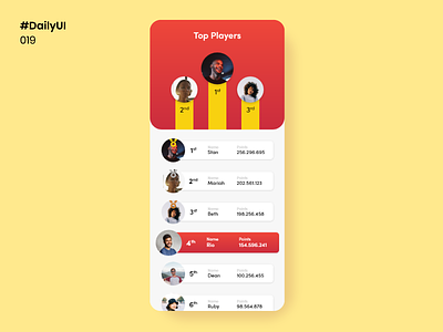 Daily UI 019 - Leaderboard daily 100 challenge daily100challenge dailyui dailyuichallenge design leaderboard mobile apps ui ui design uidesign