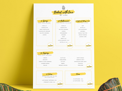 Cupcake menu branding design menu print typography