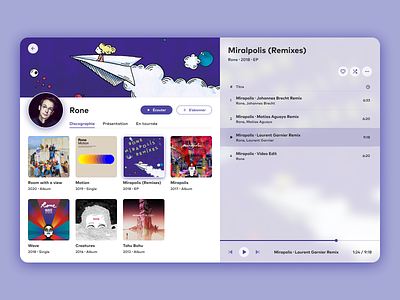 Music streaming platform concept glassomorphism icons music music player streaming service ui