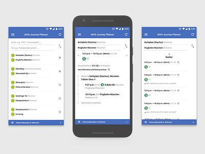 MVG Journey Planner android app design journey map material metro munich planner subway transportation ui
