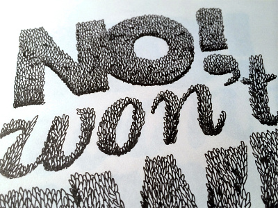 No! grass hand drawn pen pen and ink type typography