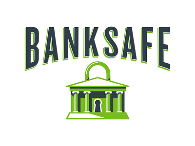 Bank Safe logo banking branding defense green illustration logo mark safety typography