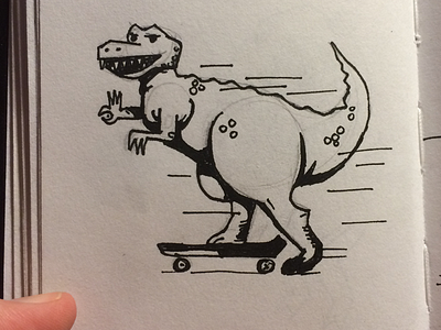 Trex On A Skateboard, Man! dinosaur illustration rex skateboard sketchpad t rex thumbnail