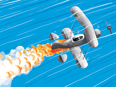Built To Fail airplane biplane bnbcintiq esoteric exploded diagram fire illo illustration plane