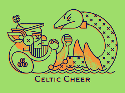 Celtic Cheer boxers boxing celtic geometric illo illustration leprechaun loch ness monster nessie