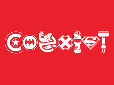 Coexist batman captain america coexist comic comic book ghostbusters hellboy illustration nerd superman thor x men