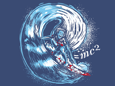 Esoteric Bunker - Surfer Einstein e=mc2 einstein illo illustration surfer surfer dude