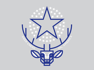 Deer Creek - OK, America 46th state deer geometric illustration oklahoma stars