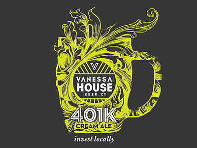 Vanessa House 401k Cream Ale 3 beer brewery flourish hand drawn illustration vanessa house
