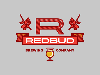 Redbud Brewing Logo beer branding logo r redbud tulip glass typography vintage