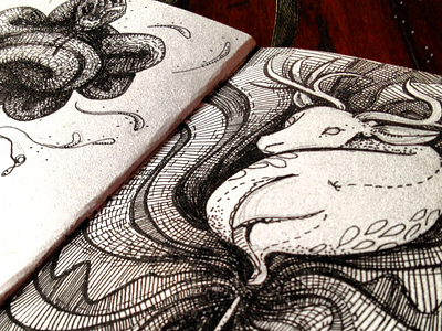 Patronus & Horcrux hand drawn harry potter horcrux illo illustration magic nerd patronus serpent sketchpad stag