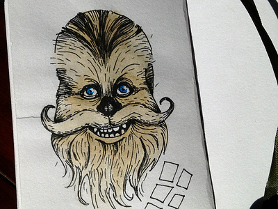 Let the wookiee grin chewbacca hand drawn handlebar handlebar mustache illo illustration mustache sketch sketchpad star wars wookiee