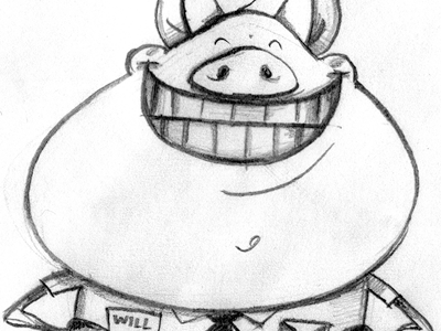 Pig Will [WIP] cartoon character hand drawn illo illustration pig pig will smile