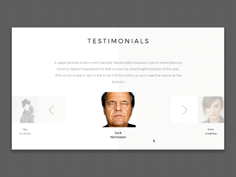 Testimonials animation clean design ecommerce minimal modern principle shop simple ui web