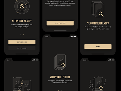 Walkthrough Screens for a Dating App ui uianimation uidesign