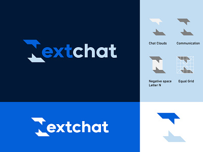 Nextchat, logo design brand identity branding challenge chat chatlogo design graphicdesign grid icon illustrator logo logodesign logodesigner logos logotype messenger vector