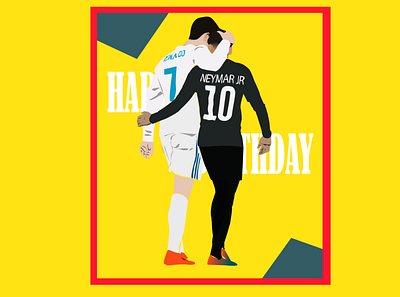 Happy Birthday_neymar&ronaldo design flat football footballer happybirthday illustration love neymar portrait art ronaldo vector