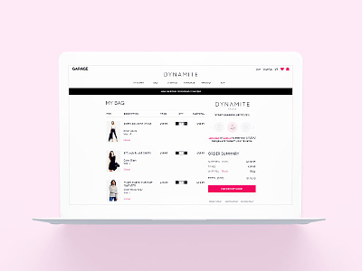 Dynamite eCommerce Checkout cart checkout clothing ecommerce fashion girls retail shopping bag style user experience ux women