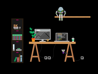 Illustration Flat Design Desk computer desk flatdesign gaming illustration illustrator nintento vector