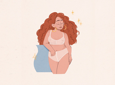 Curvy girl character curvy cute drawing girl illustration nude portrait poster procreate simple textured illustration