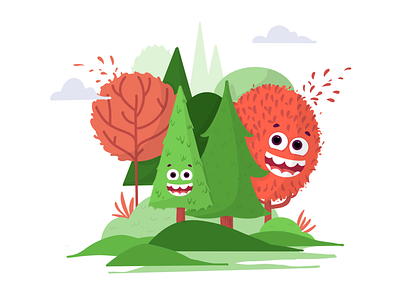 Happy Trees branding character character design design flat illustration illustrator vector