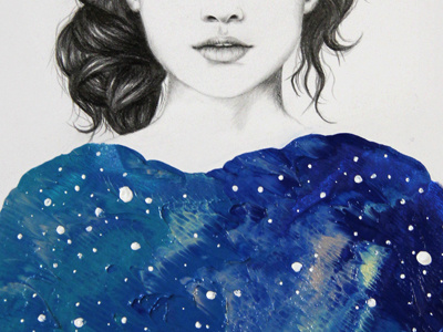 Carina art drawing galactic galaxy girl illustration in progress nebula oil paint pencil portrait series stars stellar universe wip
