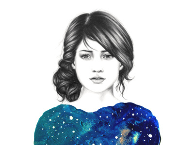 Carina cosmos galaxy girl nebula paint pencil portrait series stars universe