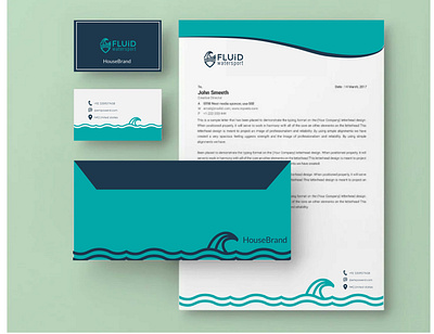 Stationary design (Branding for watersports Fluid) branding corporate identity stationary design