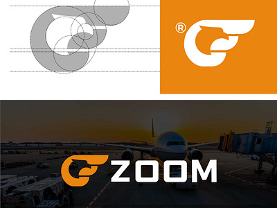 Minimal custom eagle and wings logo design for zoom airline