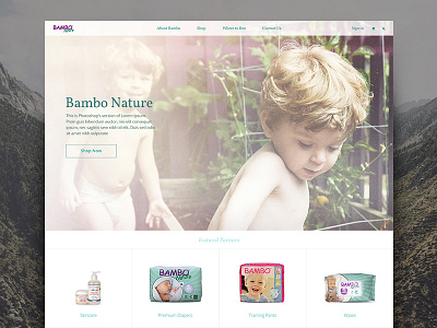 Bambo Nature website baby clean diapers e commerce grid hygiene product shop simple store web website