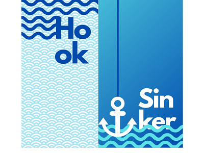 Hook, Line & Sinker artwork blue blue and white design graphic design graphicdesign illustration illustrations minimal ocean poster poster design