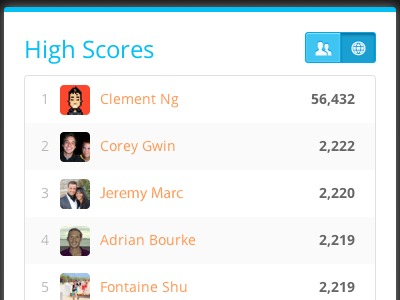 High Scores app design pokki ui