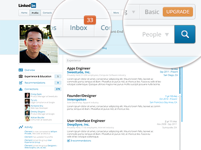 LinkedIn Profile Redesign header layout linkedin nav navigation redesign