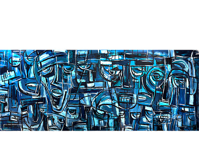 The Bluey Moods abstract abstract art art blue colorful contemporary art faces fine art painting