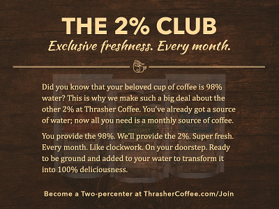The 2% Club 2 brown club coffee percent postcard thrasher