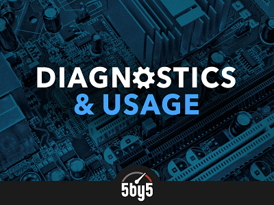 Diagnostics & Usage Podcast Cover Art 5by5 blue cog cover art diagnostics hardware podcast tech usage