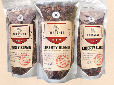 Liberty Blend, by Thrasher Coffee Co. bag coffee label liberty packaging roast specialty