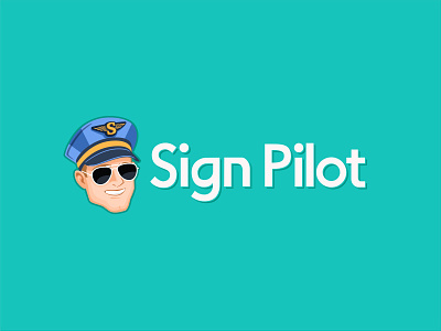 Sign Pilot Logo Mock-up captain modern pilot sign sunglases