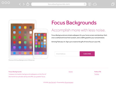 Splash Page for Focus Backgrounds