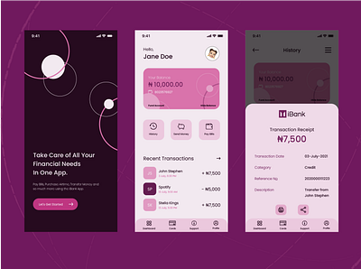 Mobile Banking Application banking banking app design finance fintech mobile app mobile design transaction history transfer money ui ux wallet
