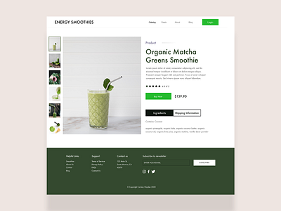 Ecommerce Product Page Mockup ecommerce design ecommerce mockup green mockup online store product page shopify shopify design smoothies ui web design