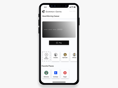 Common Cents Mobile Payments Mockup