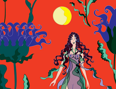 Moon Goddess Fragment illustration vector