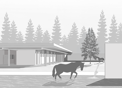 Equestrian Club architecture art equestrian equestrian club horse horse riding illustration landscape